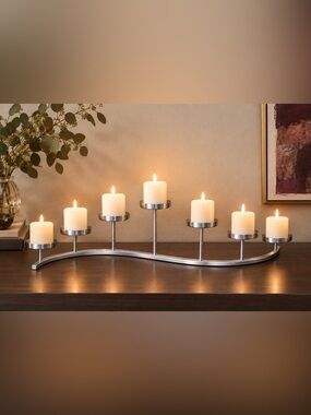 Elegant Multi Level Wave 7 Pillar Candelabra